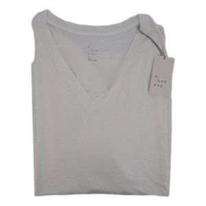 A New Day Womens T-Shirt Solid Ivory Short Sleeve V Neck Pullover Knit Plus 3X